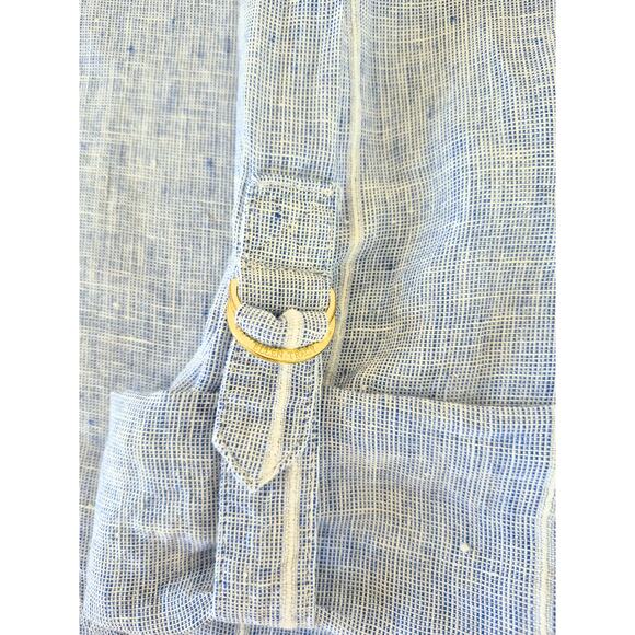 Ellen Tracy Tunic Top 100% Linen Size XL Blue White Nautical Coastal Vacation - Picture 6 of 9